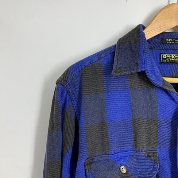 Osh Kosh B'Gosh Men's‎ Plaid Knit Button Up Long Sleeve Shirt Size L - Picture 3 of 13